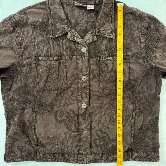 Chico’s Women’s Brown Floral Embroidered Button Front Jacket Size 2- Large - Picture 12 of 13